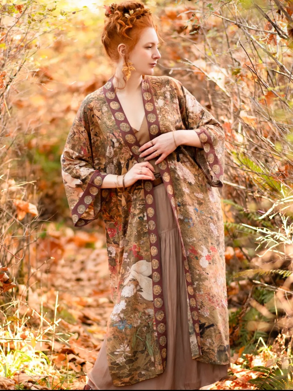 Market of Stars Dream Weaver Art Nouveau Zodiac Kimono Duster NWT